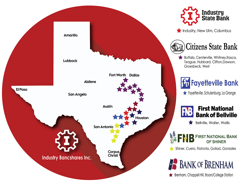 Map of Banks in Texas